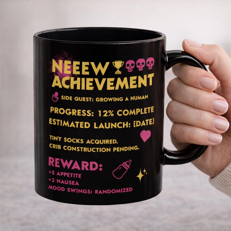 Dungeon Crawler Carl New Achievement | Custom Pregnancy Reveal Mug | DCC Coffee Mug | Bookish reader gift for Crawlers | Matt Dinniman image 1