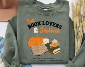 Felpa per il Festival dei lettori autunnali, regalo accogliente per il club del libro, maglione a tema libri per lettori, Pumpkin Spice Latte, estetica autunnale da ragazza appassionata di libri.