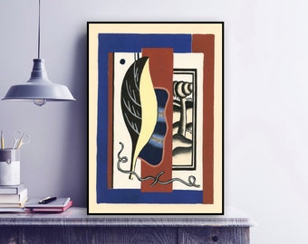 Fine Art Henri Matisse pochoir print /"Algue blanche sur fond rouge/" Wall Decor
