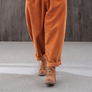 90er Jahre Handgemachte lose Freizeithose, Damen Cord Hose mit hoher Taille, Haremshose mit hohem Bund, Haremshose