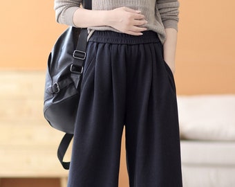 Herbst und Winter Harajuku-Stil Damen-Korsetthose mit elastischer Taille, personalisierte große, lockere Haremshose mit hoher Taille, Freizeithose