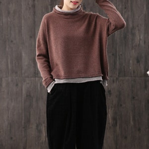 Striped Knit Sweater: Loose Cotton Blend, Round Neck