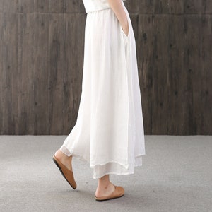 Summer Solid Color Loose Linen Elastic Waist Women's Pants, Summer Gifts for Women image 9
