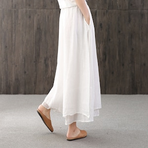 Damen Sommer Leinen Culottes, Damen Freizeithose, Lose Anzughose, Sommerhose, große Hose, weiße Hose, Hose mit weitem Bein, Sommerhose