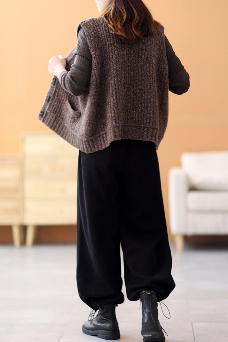 Herbst und Winter Harajuku-Stil Damen-Korsetthose mit elastischer Taille, personalisierte große, lockere Haremshose mit hoher Taille, Freizeithose Bild 5