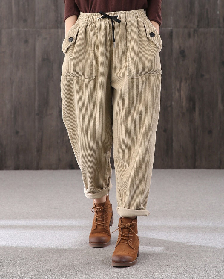 90s Corduroy Pants: Vintage High Waist, Big Pocket Trousers - Etsy