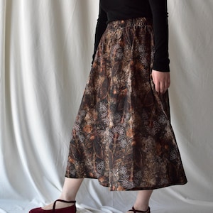 Boho Cotton Linen A-Line Skirt for Women, Elastic Waist Midi Skirt with Pockets, Casual Floral Skirt for Spring and Summer