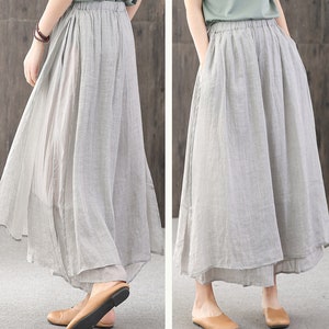 Summer Solid Color Loose Linen Elastic Waist Women's Pants, Summer Gifts for Women image 6