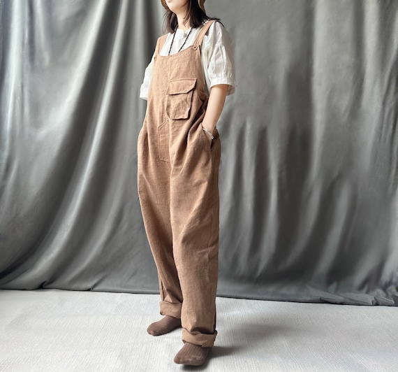 Unique Handmade Flax Fabric Women s Loose and Adjustable waist Overalls in Large Size Retro Casual Linen Overalls With Large Pockets Etsy Australia