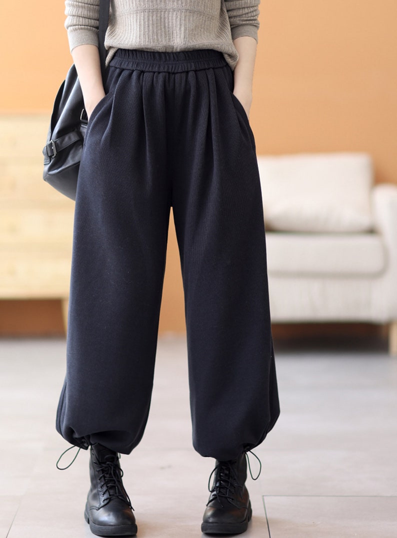 Herbst und Winter Harajuku-Stil Damen-Korsetthose mit elastischer Taille, personalisierte große, lockere Haremshose mit hoher Taille, Freizeithose Bild 4