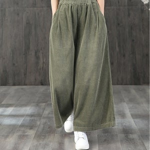 corduroy  pants women,corduroy casual pants,vintage loose corduroy straight pants,corduroy high waist ankle pants,wide leg pants Elegant