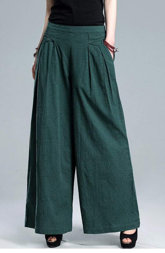 Women's linen pants embroidered pants large size pants | Etsy