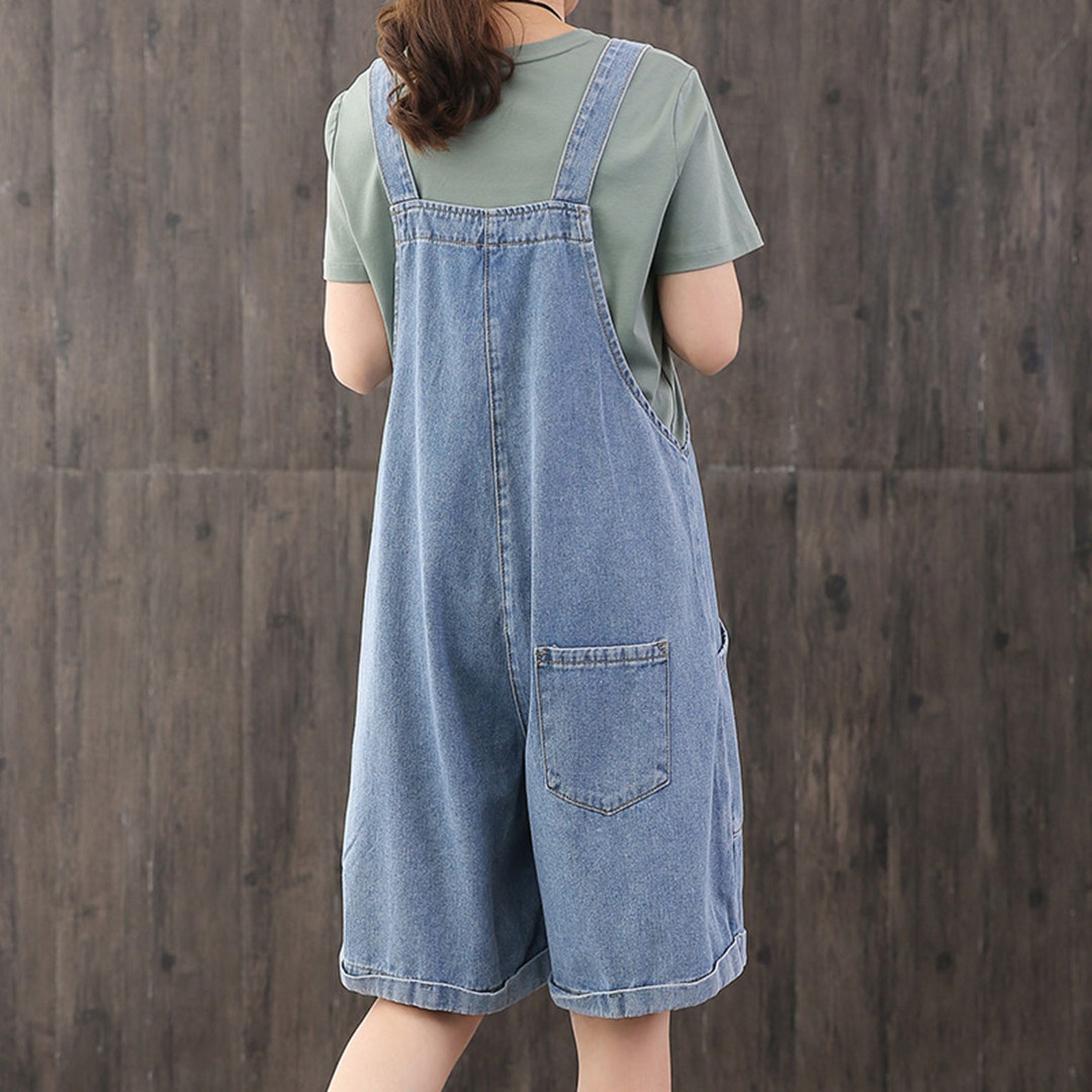 Blue Overallswomen Casual Denim Overalls Cotton Jumpsuits Bib Etsy