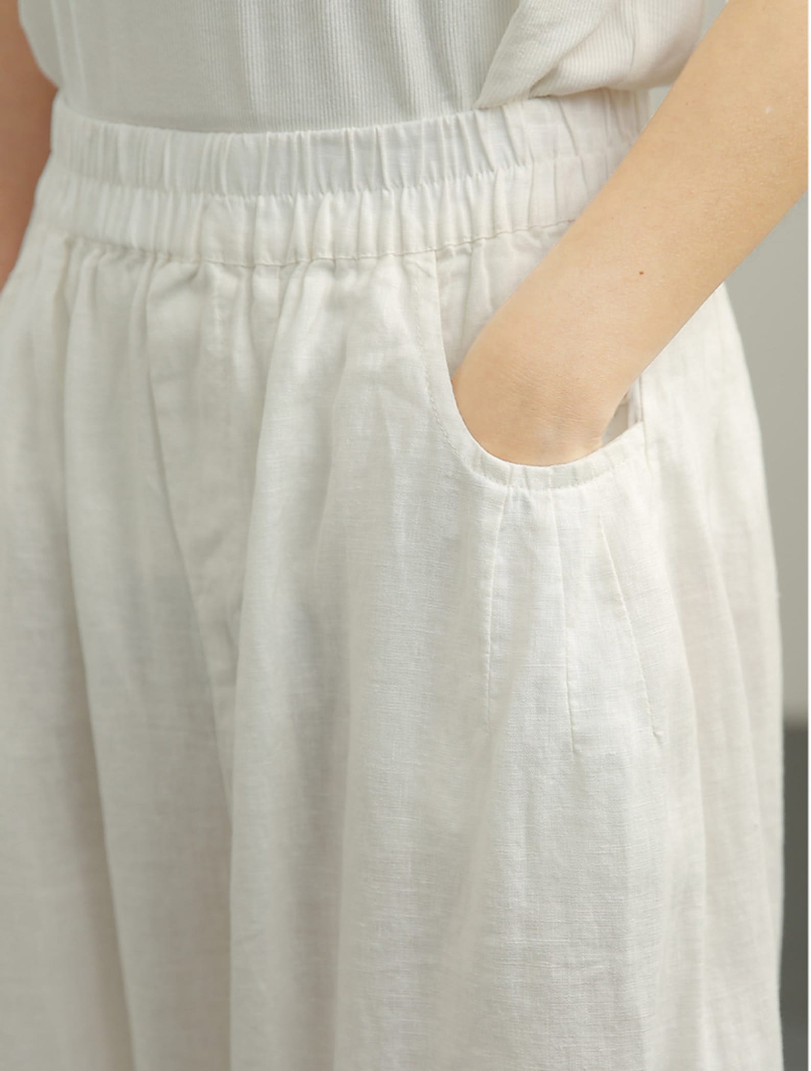 Women Summer Casual Pure Color 100 Linen Harem Pants 5 main image 0