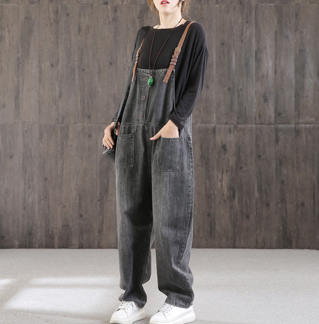 Blue Overallswomen Casual Denim Overalls Cotton Jumpsuits Bib Etsy