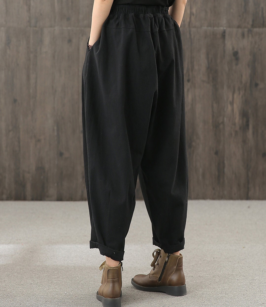 Large size women's casual pants retro loose pants cotton | Etsy