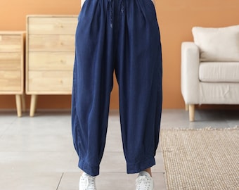Tencel harembroek: cropped zomer casual damesbroek