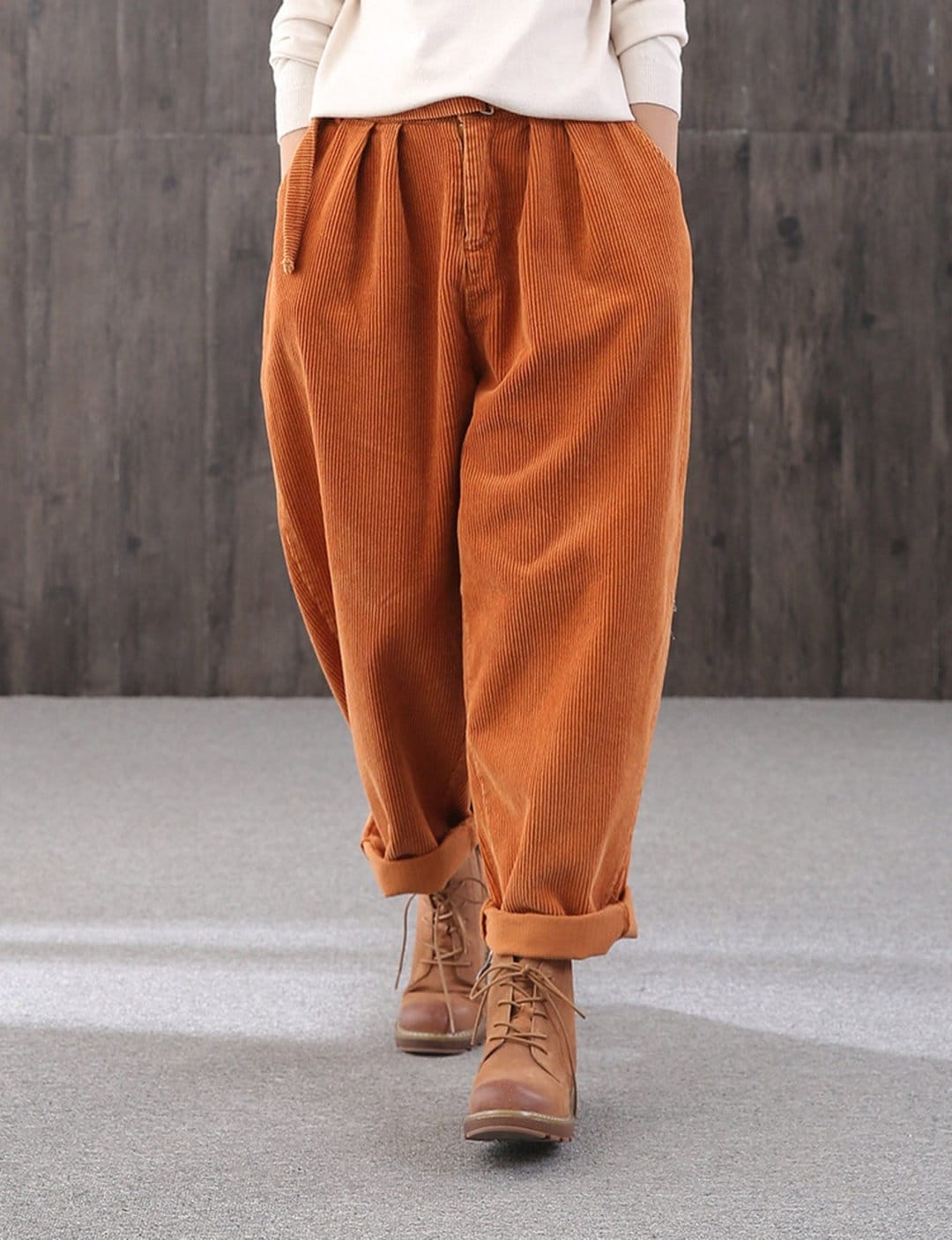 90s Handmade Loose Slacks,women's Corduroy High Waist Pants,high