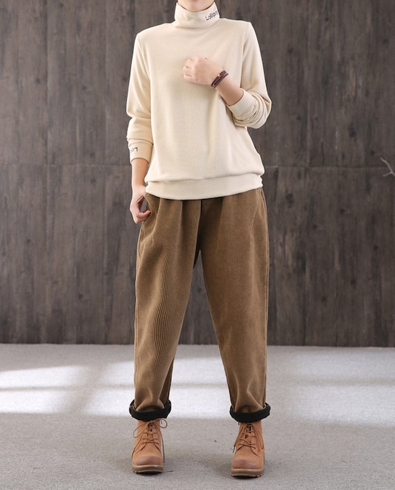 CASUAL VELVET PANTS - BROWN