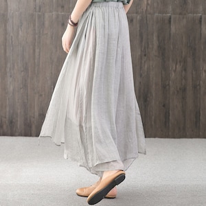 Summer Solid Color Loose Linen Elastic Waist Women's Pants, Summer Gifts for Women image 7