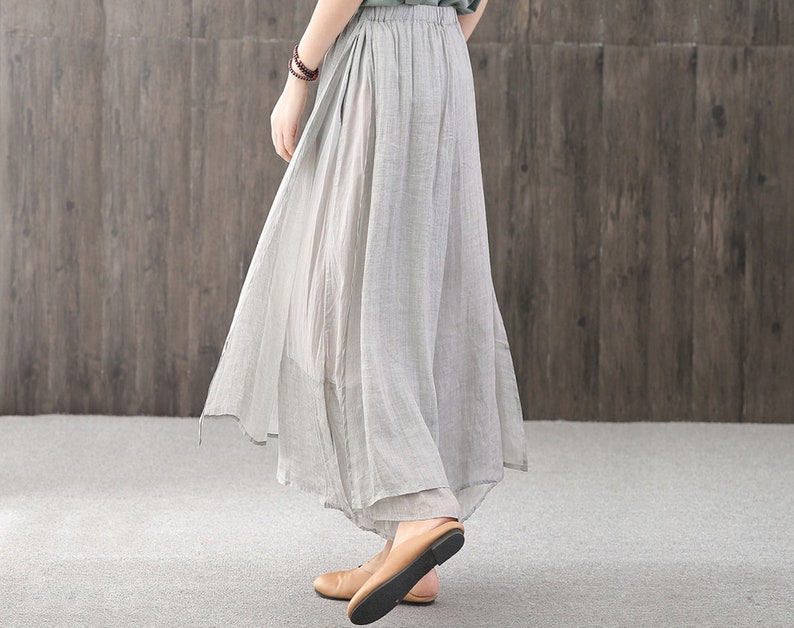 Summer Solid Color Loose Linen Elastic Waist Women's Pants, Summer Gifts for Women image 7