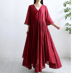 Cotton Linen Sling Dress: Retro Bohemian Style