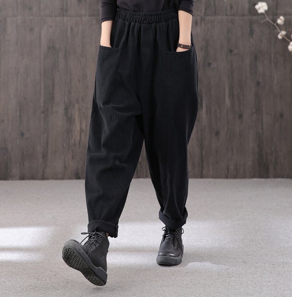 Handmade Cotton Harem Pants • Elastic Waist, High Waist, Front