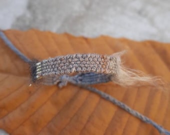 Handwoven Linen Bracelet: Plant-Dyed Textile Jewelry with Gold Thread