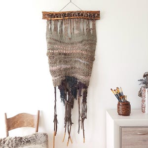 Unique weaving art in an interesting shape, made of organic materials, art tapestry, Fiber art wall hanging, Modern weaving wall decoration