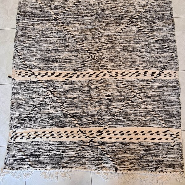 Black and White Kilim Rug Etsy