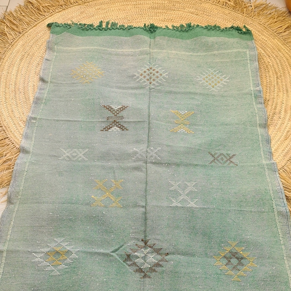 Green Sabra Moroccan Cactus Silk Rug Moroccan rug / Bohemian Rug Moroccan Style Carpet