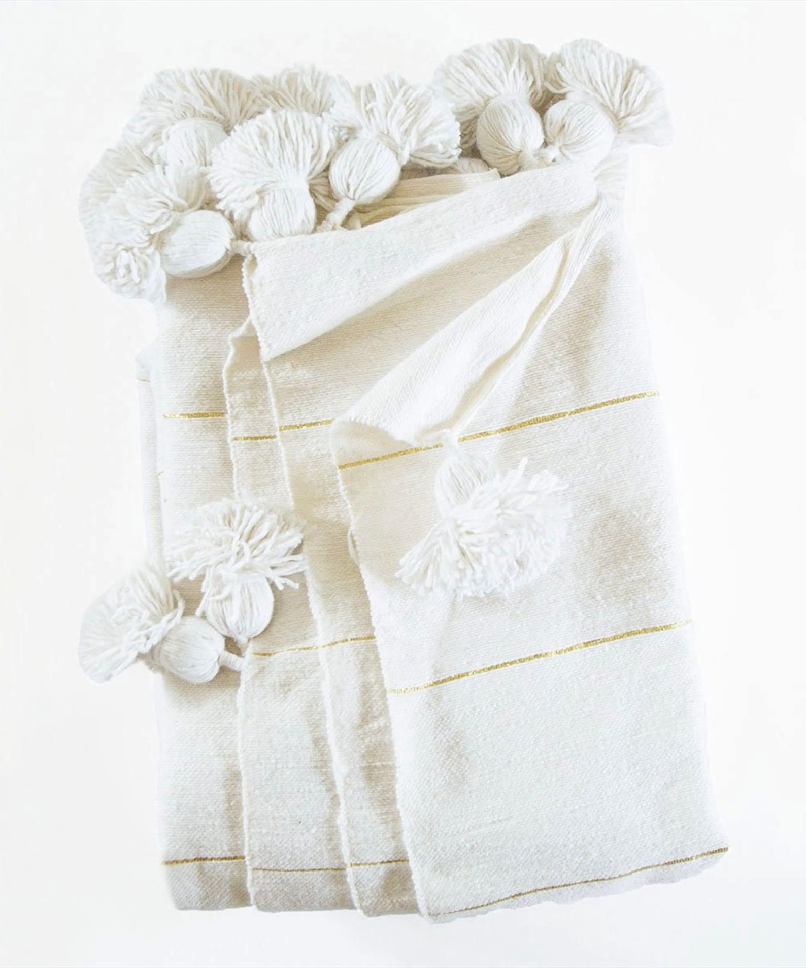 White and Gold Blanket Handwoven Throw Tassel Blankets Etsy