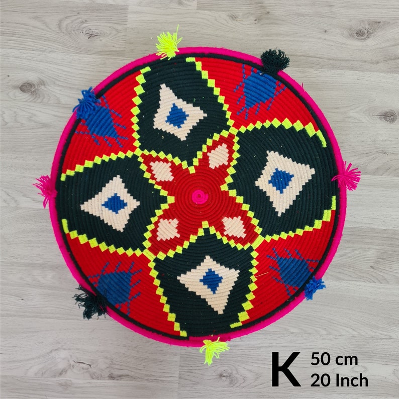 colourful Vintage Moroccan berber straw bread basket K