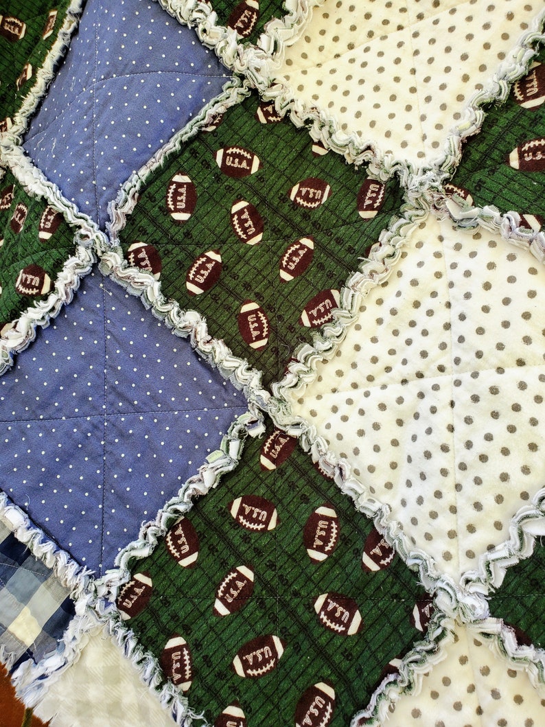Rag Quilt/football Themed Quilt/quilted Throw/football Blanket Etsy