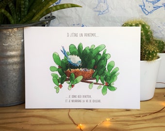 Carte postale Duveteux illustration à l'aquarelle pour cadeaux et voeux