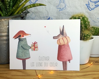 Carte postale Cadeau illustration à l'aquarelle pour cadeaux ou vœux