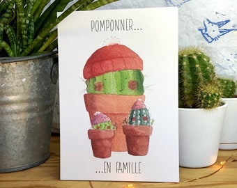 Carte postale illustration Cactus en hiver