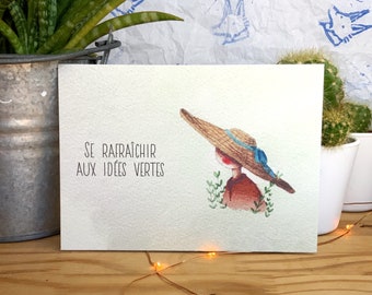 Carte postale Idées Vertes illustration à l'aquarelle pour cadeaux et voeux