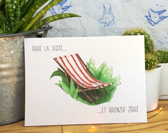 Carte postale Sieste à l'aquarelle pour cadeaux ou voeux