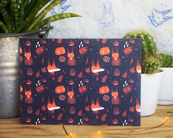 Postcard illustration motif Autumn Foxes