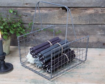Alte Vintage 2 Griffe Ovaler Drahtkorb Faltung Silber Metallkorb