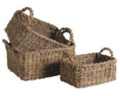 Seagrass Wicker Basket Storage Shelf Organiser Woven Box Hamper With Handles Wedding Table Decoration Venue Centrepiece Card Holder