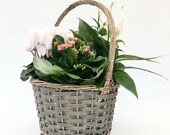 Vintage Style Grey Wicker Basket Flower Trug Easter Egg Hunt Holder Wedding Planter Gift Table Centrepiece Venue Decoration