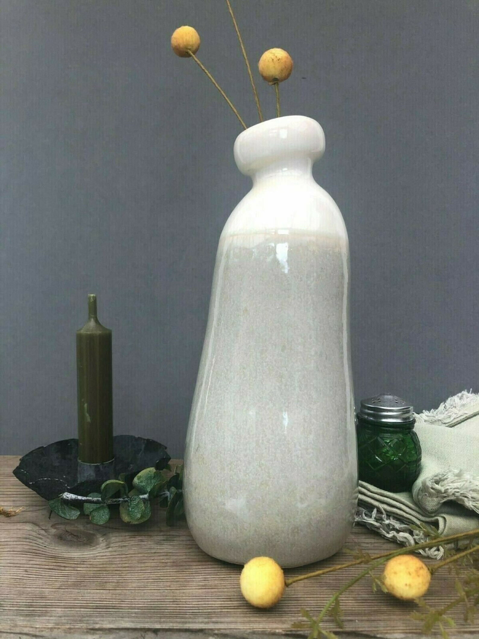Mojave Cream Oatmeal Glaze Flower Vase Ceramic Bottle Bud Etsy