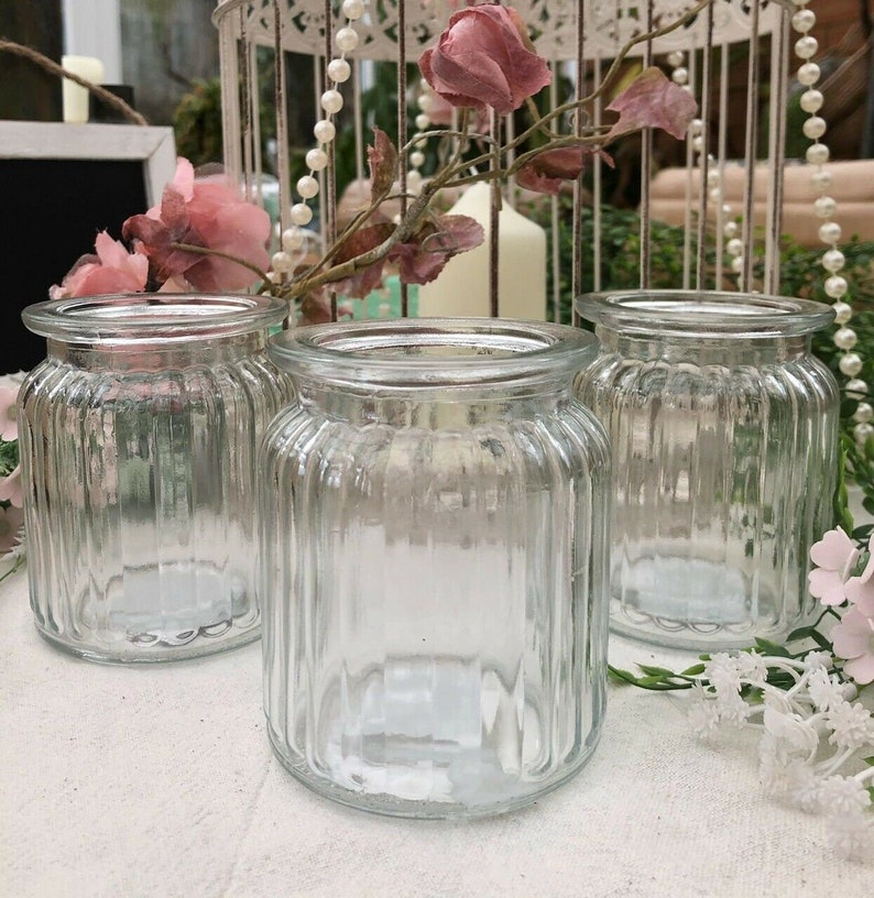 BULK BUY Ribbed Clear Glass Tea Light Holder Candle Votive Etsy UK