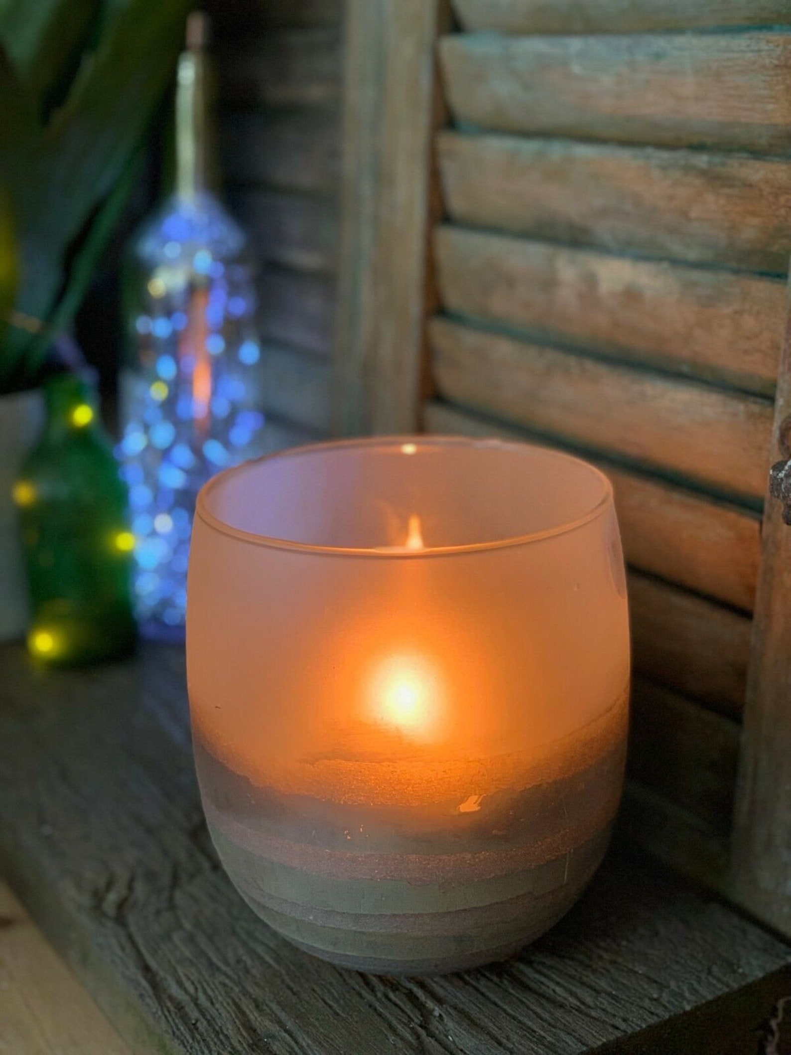 Large Glass Tea Light Candle Votive Holder Smokey Silver Etsy