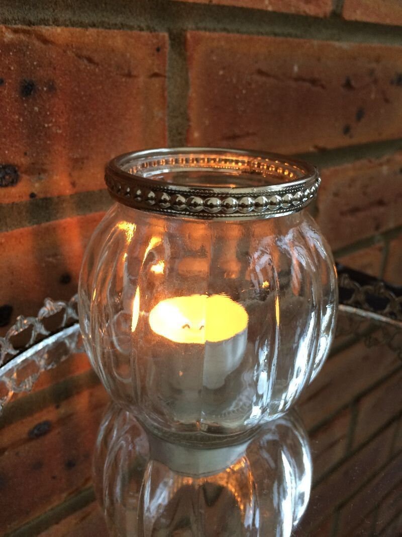 Set of Six Vintage Style Glass Tea Light Candle Holder Round Etsy
