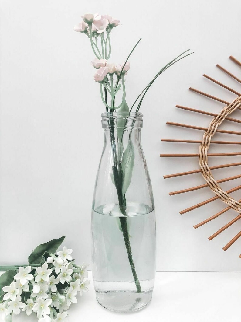 Vintage Style Clear Glass Bottle Small Bud Vase Home Wedding Etsy