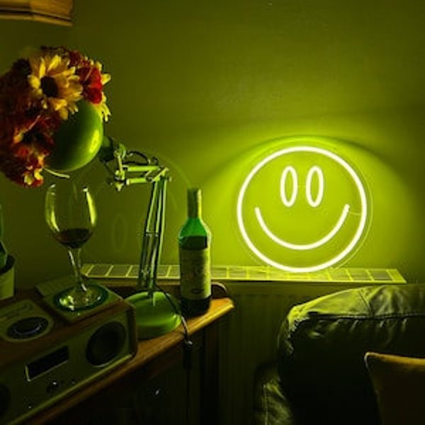 Smiley Face Neon Sign,Led Neon Sign Bedroom,5v usb powered neon sign,Kids Room Wedding Party Decoration,home decor,Party Decor