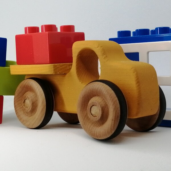 Wooden Toy Pickup Truck. Hand Made Wooden Toy Truck. Baby's First Wooden Truck.  Great New Baby Car Gift. Free Delivery in UK